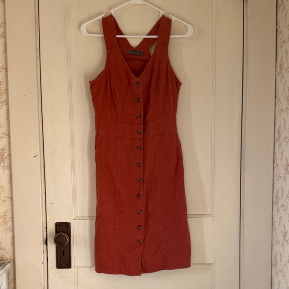 Prana Dresses & Skirts - Prana Hemp/Organic Cotton Terracotta Button-Down Midi Dress